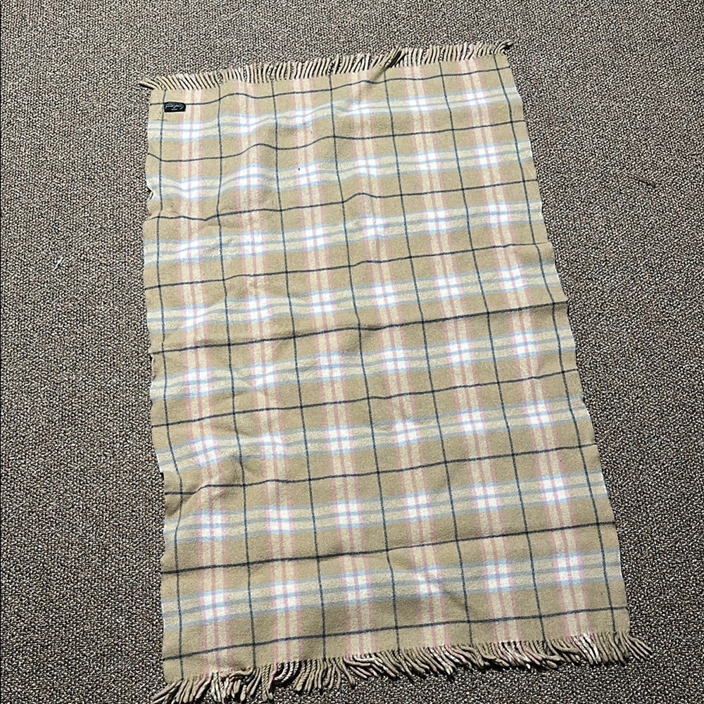 Lambswool Beige Plaid Wool Scarf